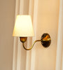 Curved Wall Lamp with Off White Fabric Shade