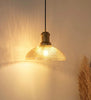 Ribbed Golden Luster Glass Pendant