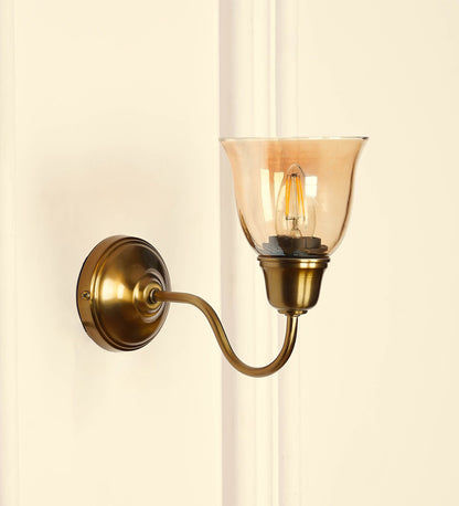 Curved Wall Lamp with Golden Luster Cup Glass