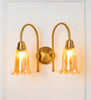 Double Hockey Wall Lamp with Fluted Flower Glass
