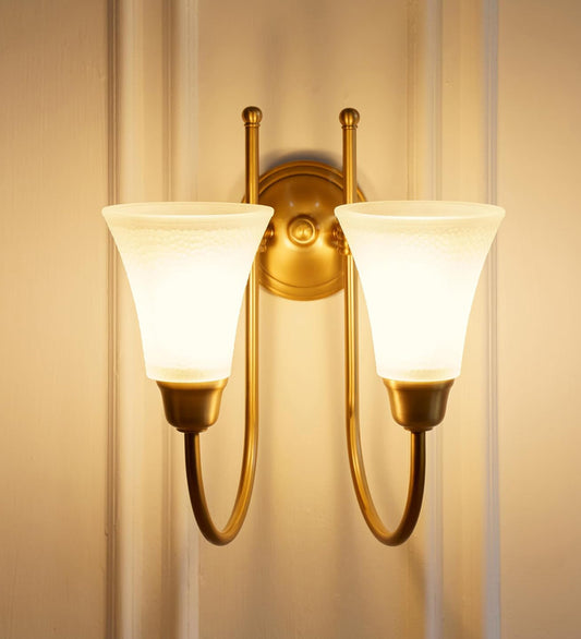 Double Hockey Wall Lamp with Frosted Hammered Glass