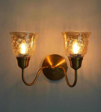 Double Curved Wall Lamp with Crackled Cup Glass