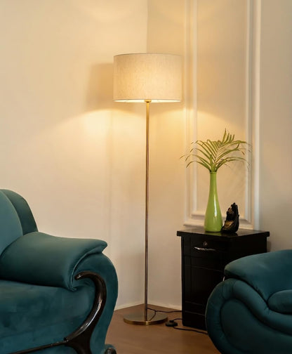 Modern Brass Floor Lamp with 14" Drum Shade