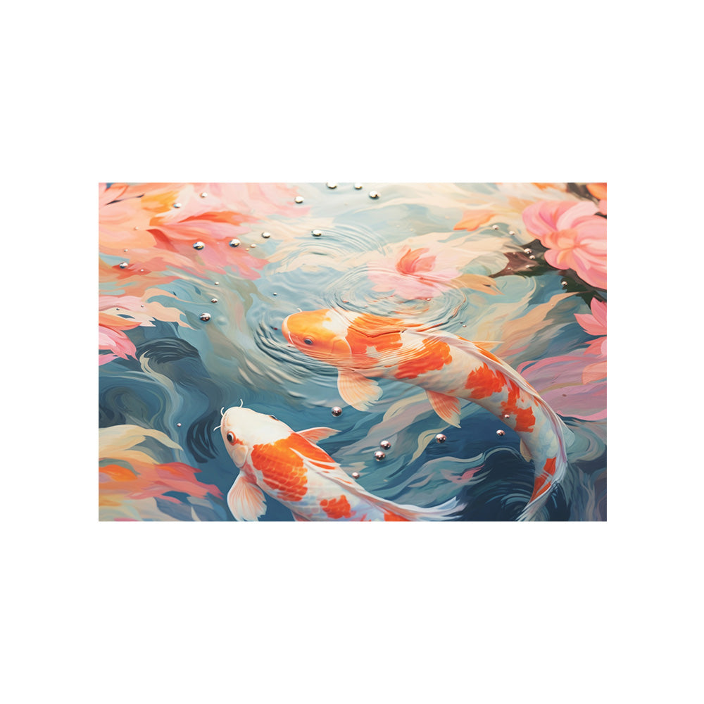 Abstract Koi Fish Wall Painting | Canvas Wall Art for Living Room, Bedroom & Office