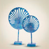 Ocean Mist Blue Sunburst Aluminum Sculpture – Modern Tabletop Decor (Set of 2)