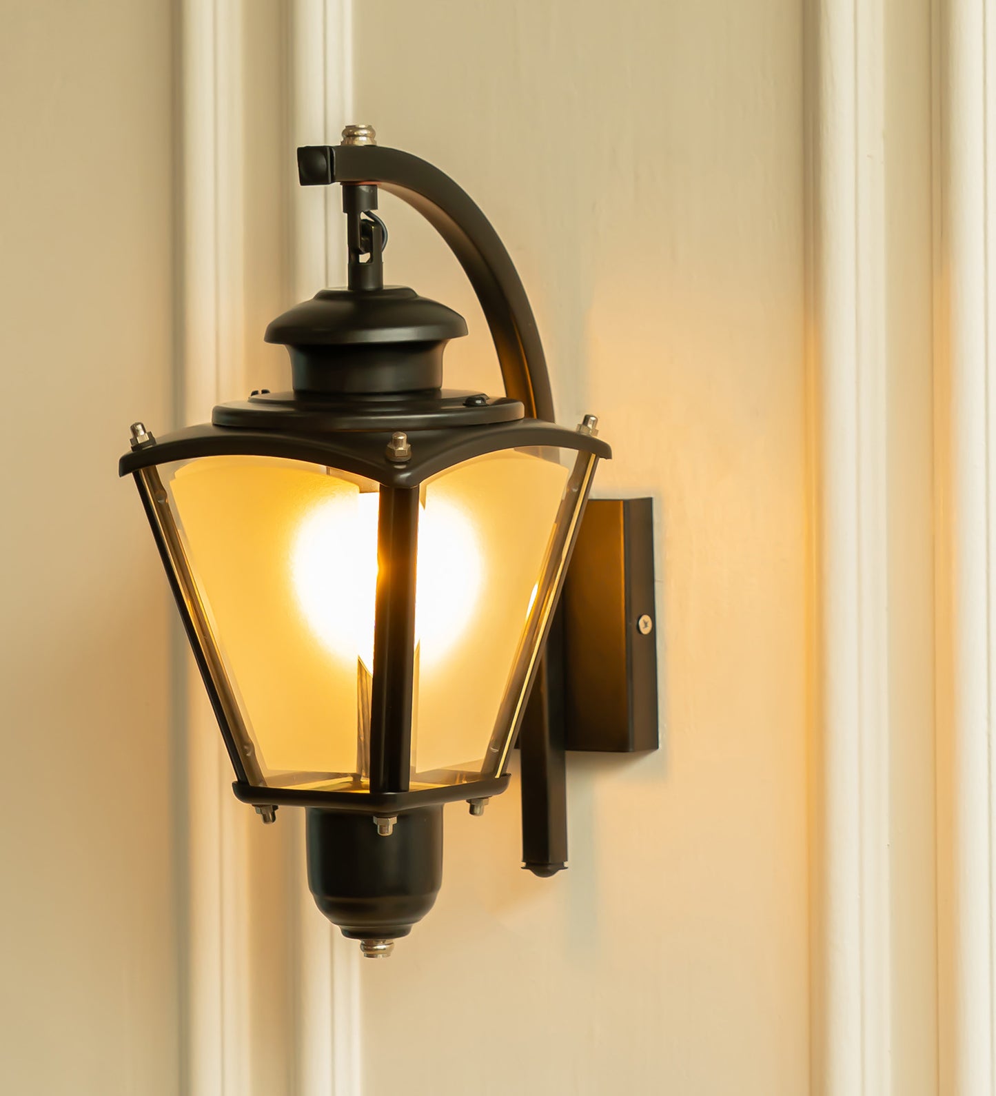 Black Waterproof Lantern Wall Light