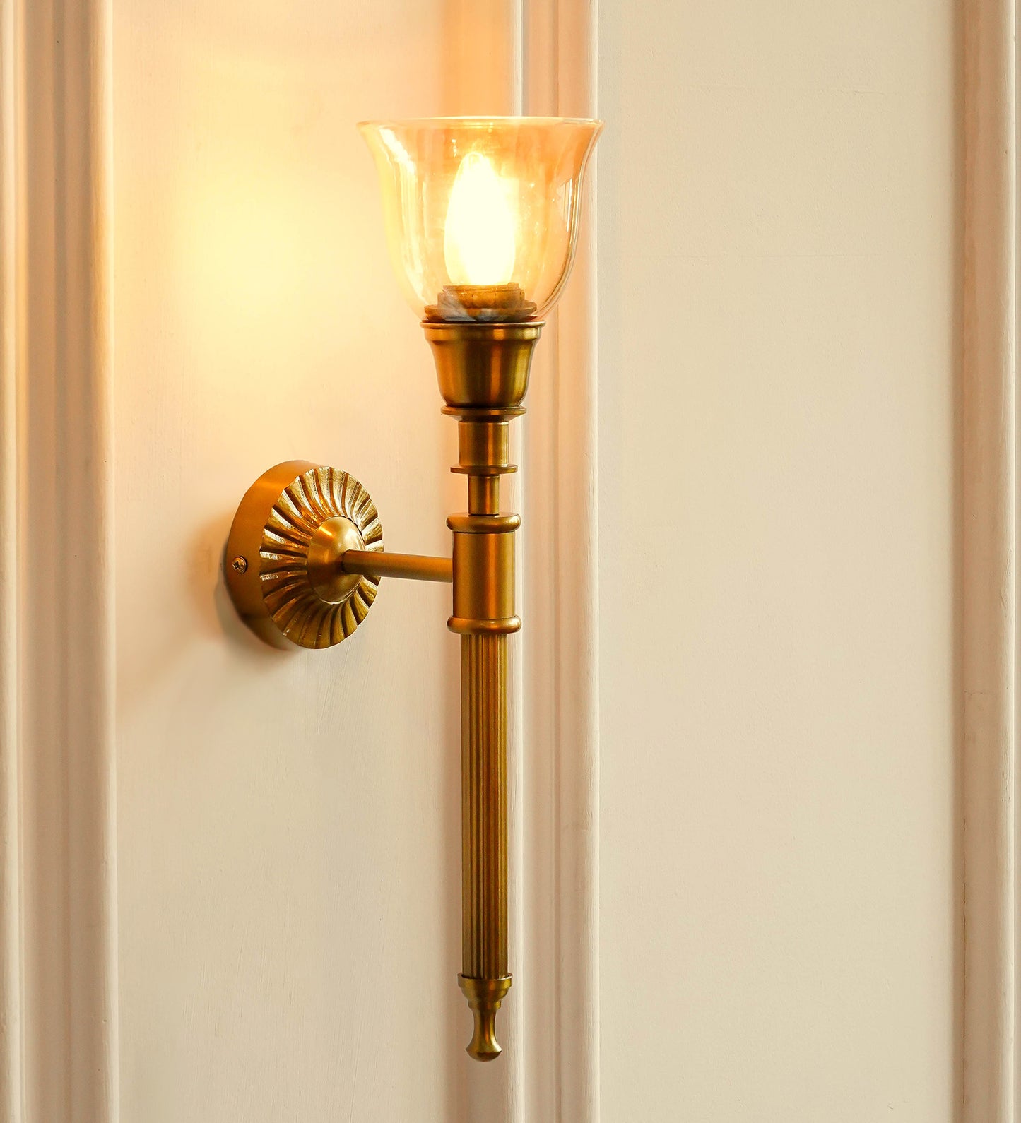 Corrugated Wall Lamp with Golden Luster Cup Glass