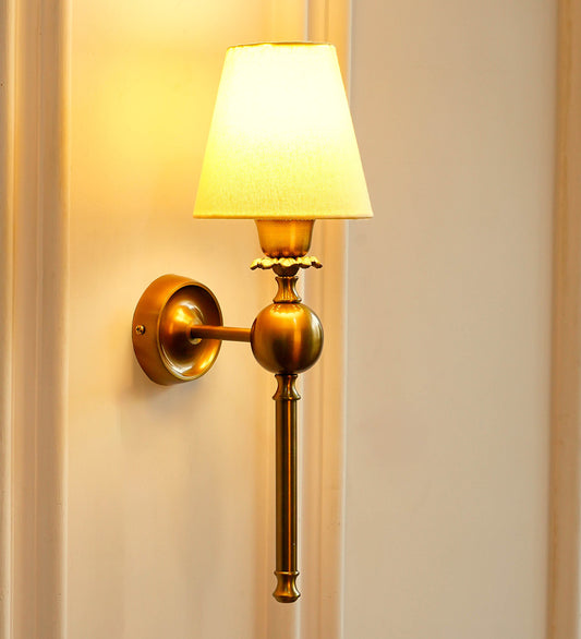 Ball Wall Lamp with Cream Fabric Shade