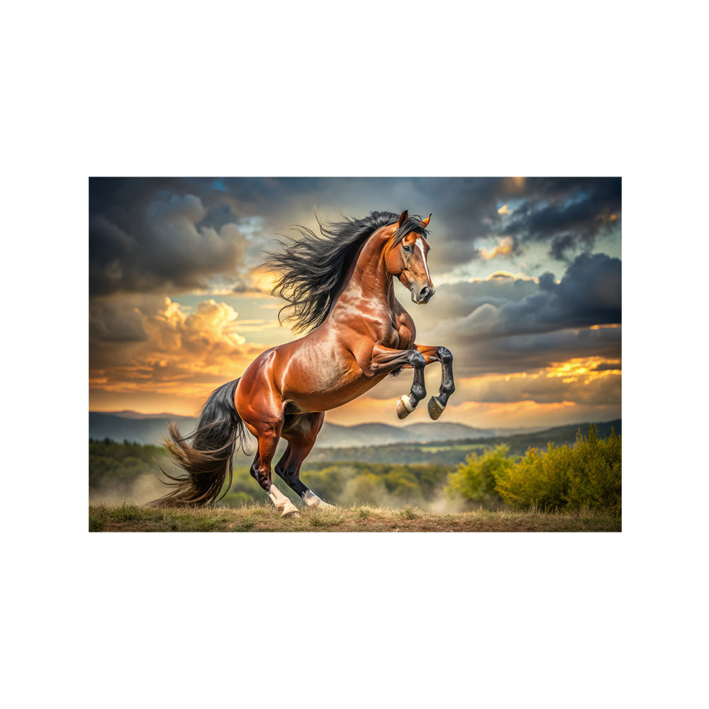 Majestic Brown Horse Wall Painting | Canvas Wall Art for Living Room, Bedroom & Office