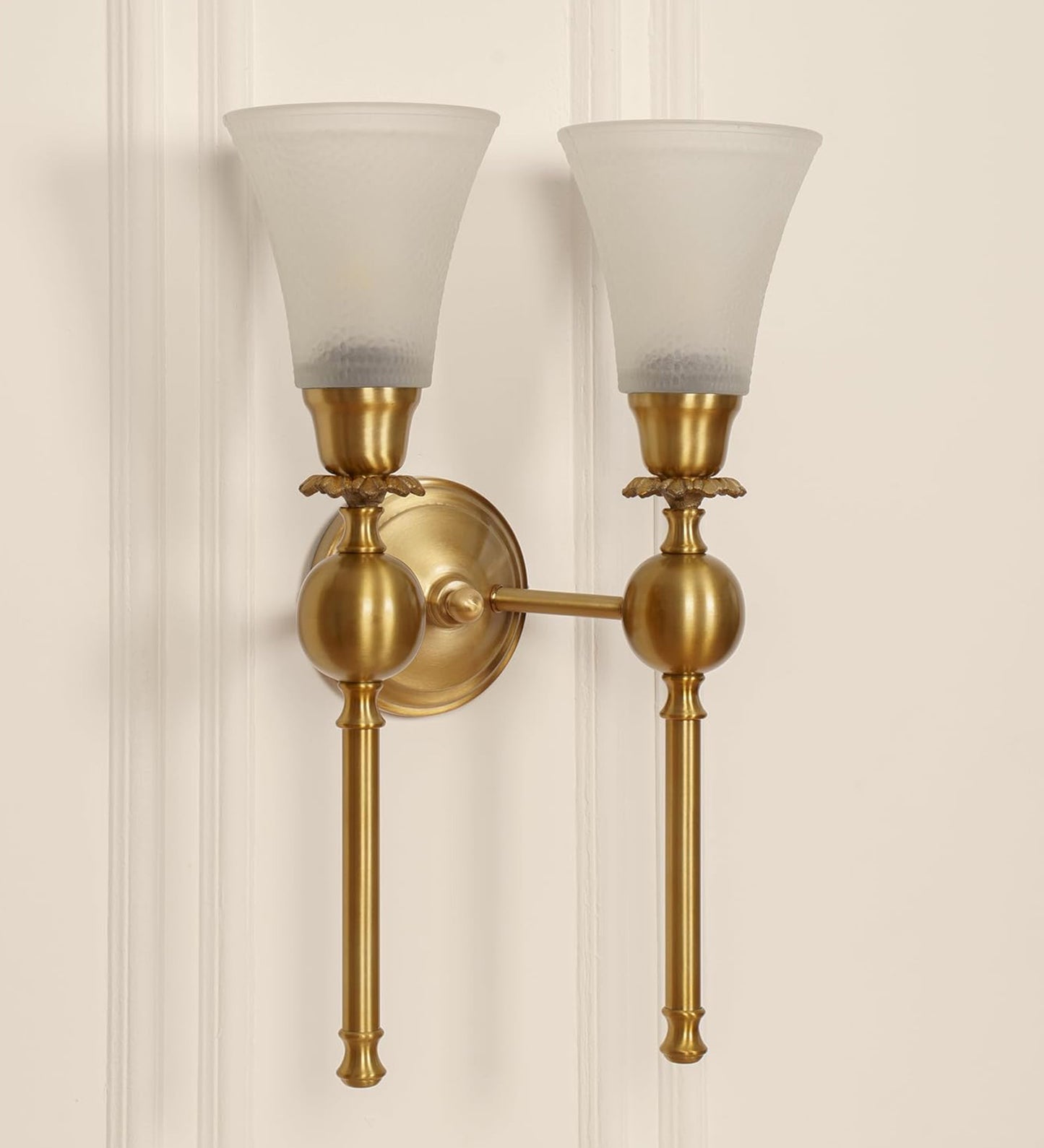 Double Ball Wall Lamp with Frosted Hammered Glass