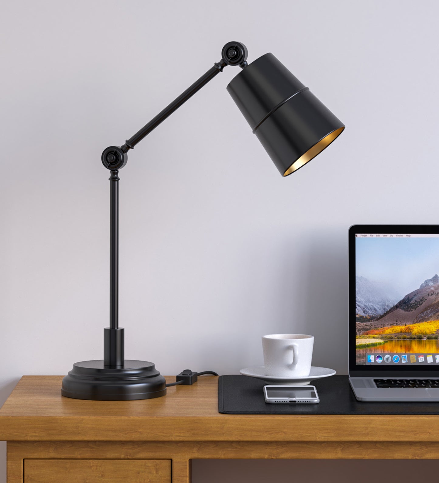 Adjustable Study Desk Lamp, Black – Movable Arm