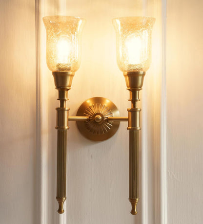 Double Corrugated Wall Lamp with Crackled Glass