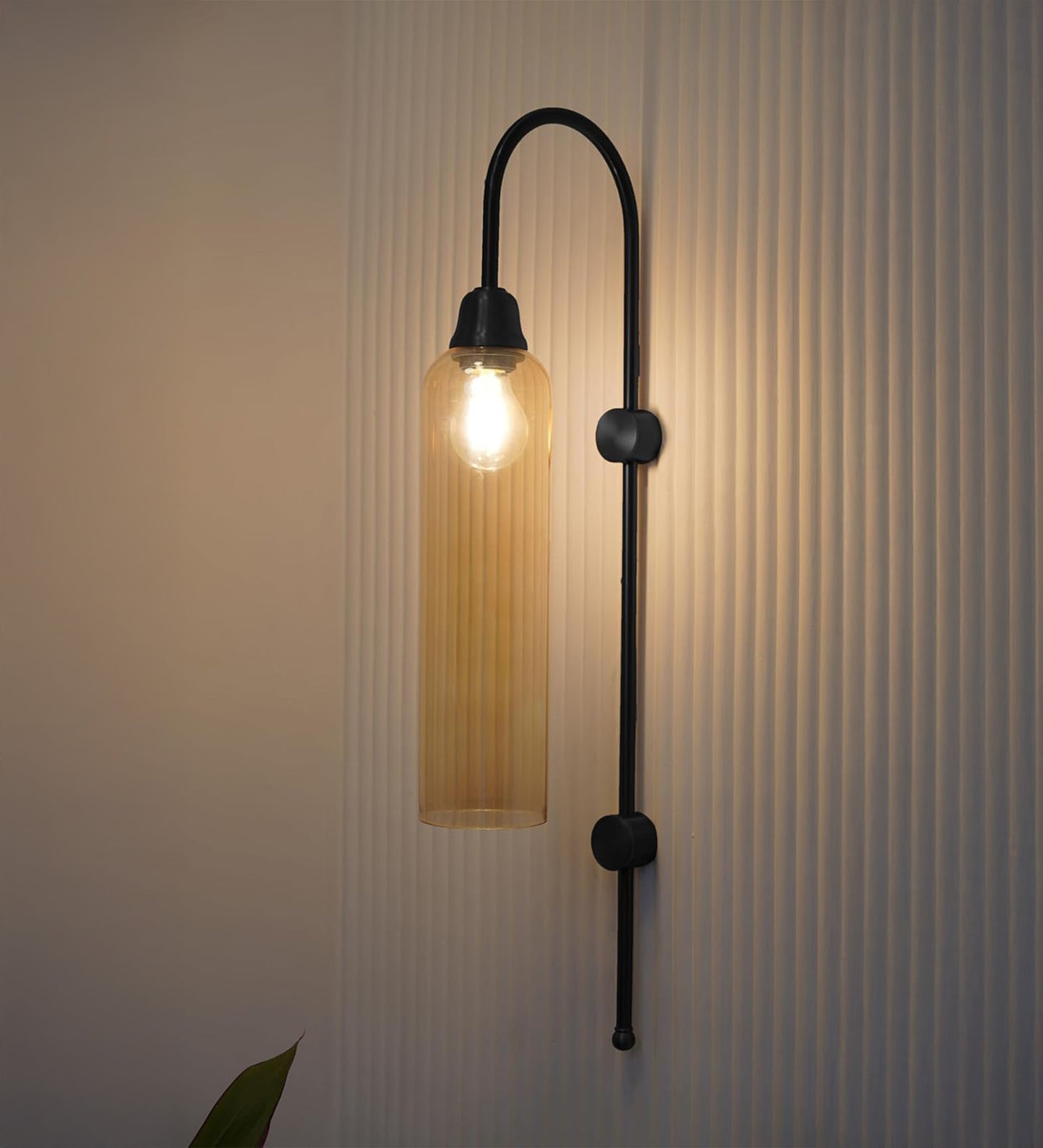 Modern Wall Lamp Black with Golden Glass