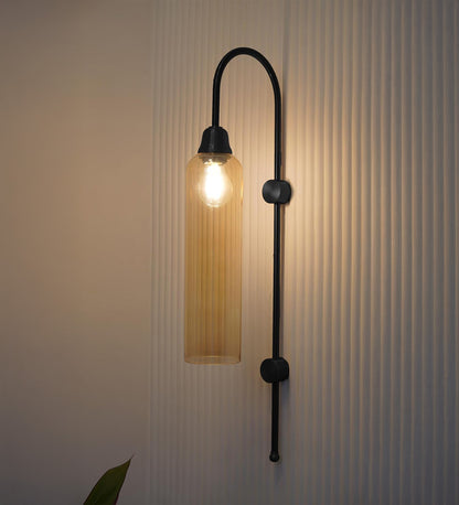 Modern Wall Lamp Black with Golden Glass