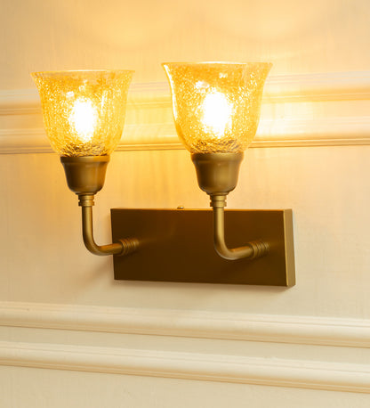 Double Elbow Wall Lamp with Crackled Cup Glass