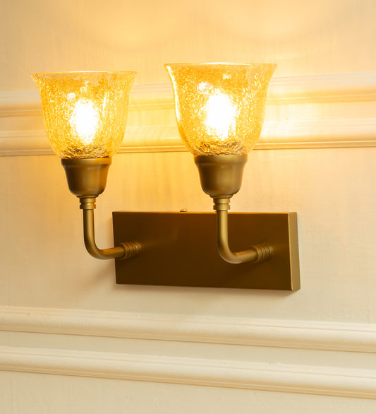 Double Elbow Wall Lamp with Crackled Cup Glass