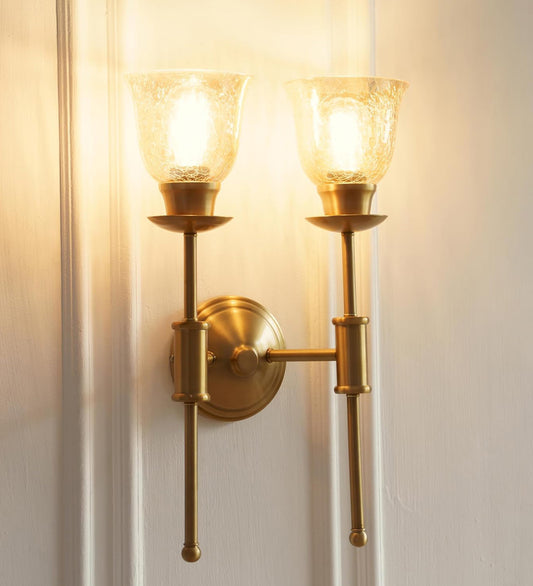 Double Spacer Wall Lamp with Crackled Cup Glass