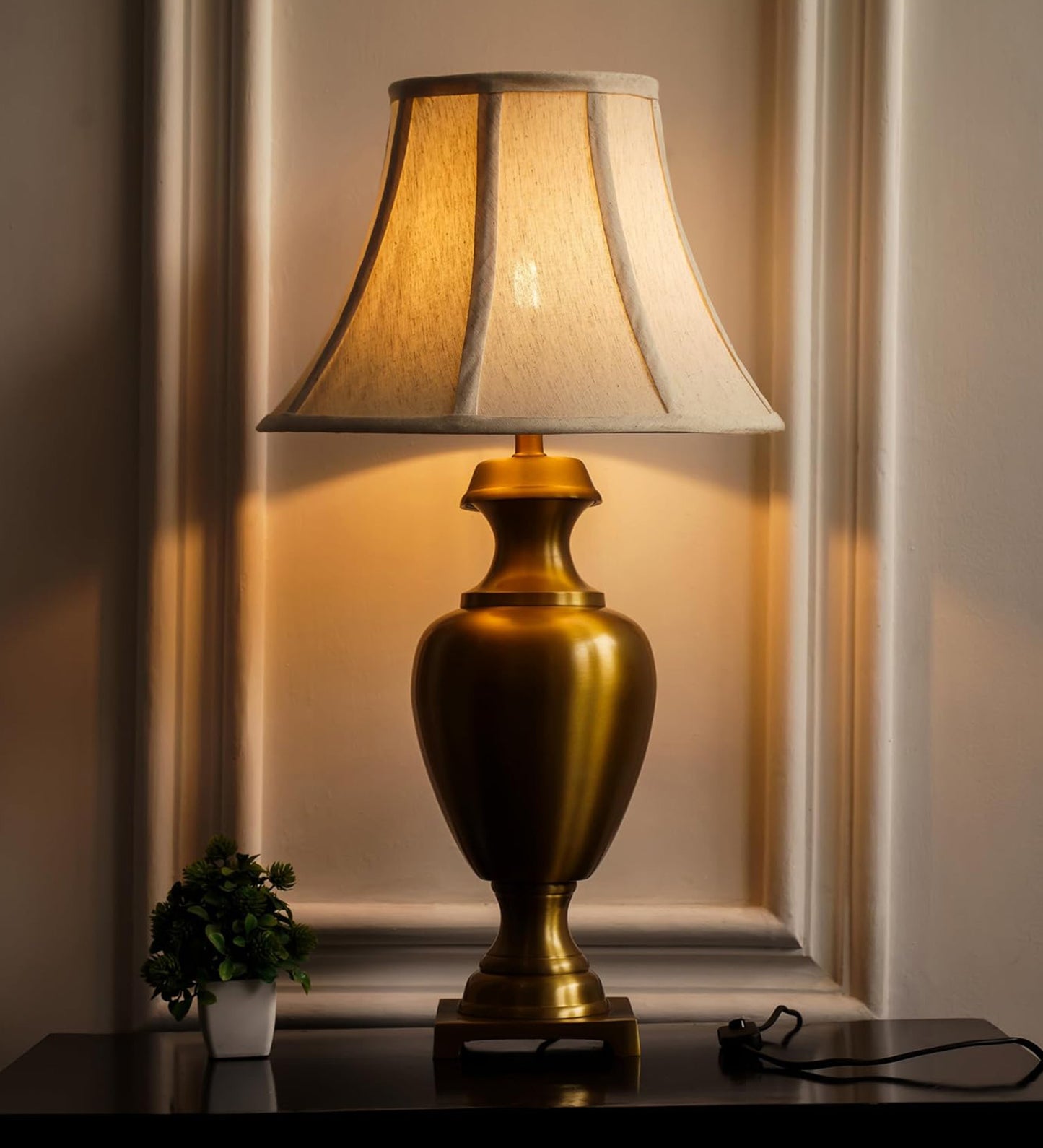 Trophy Brass Table Lamp, Antique Gold (27") – Bell Shade