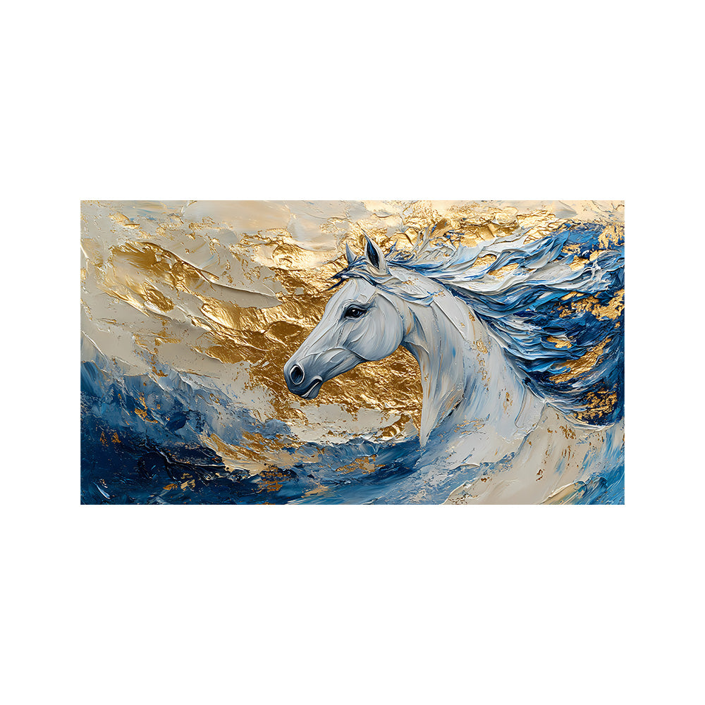 Sepia Homes Majestic White Horse Wall Painting | Canvas Wall Art for Living Room, Bedroom & Office