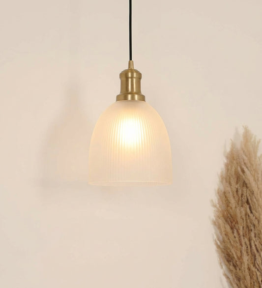 Grooved Frosted Glass Pendant