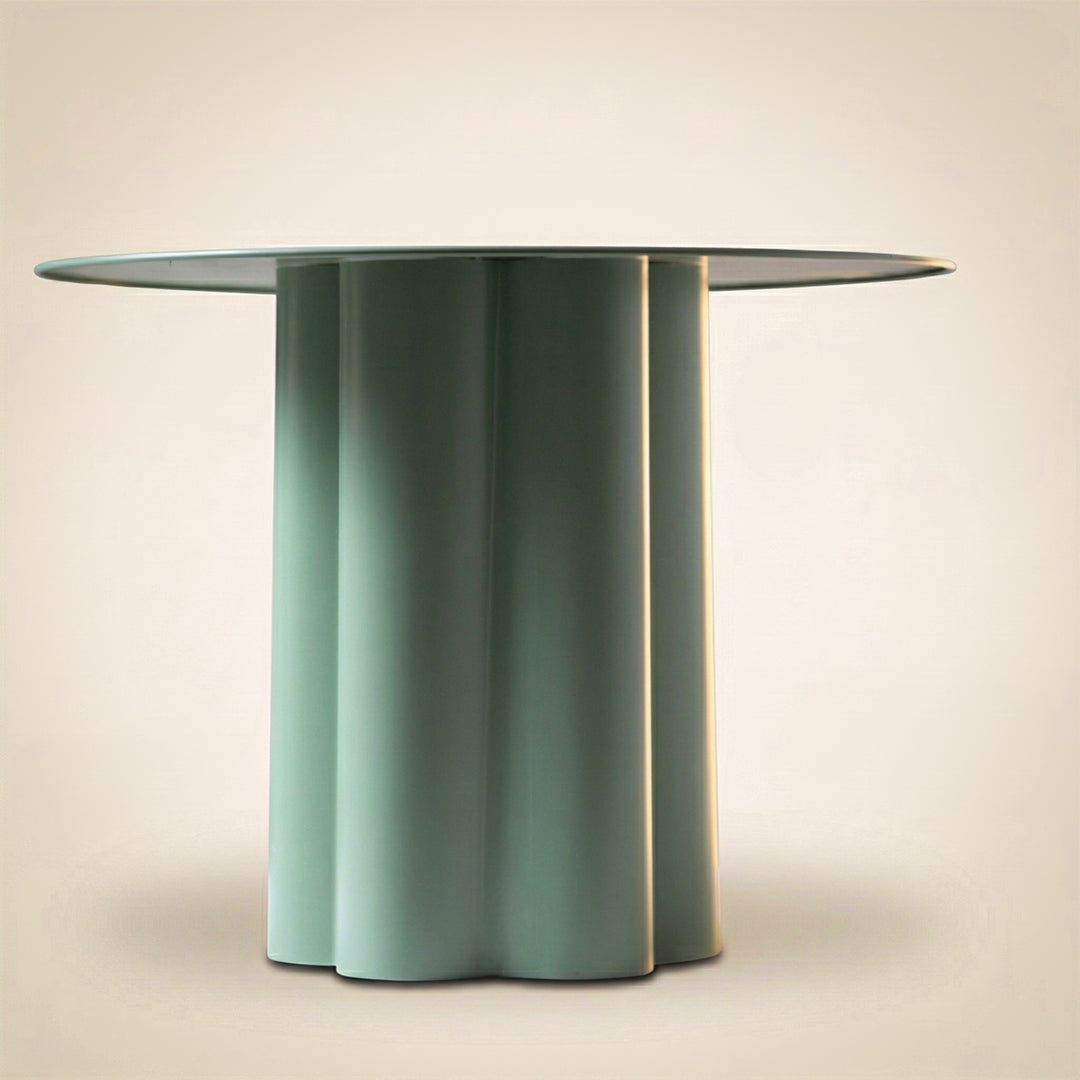 Olive Crest Iron Round Table – Modern Green Pedestal Side Table