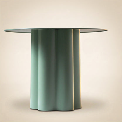Olive Crest Iron Round Table – Modern Green Pedestal Side Table