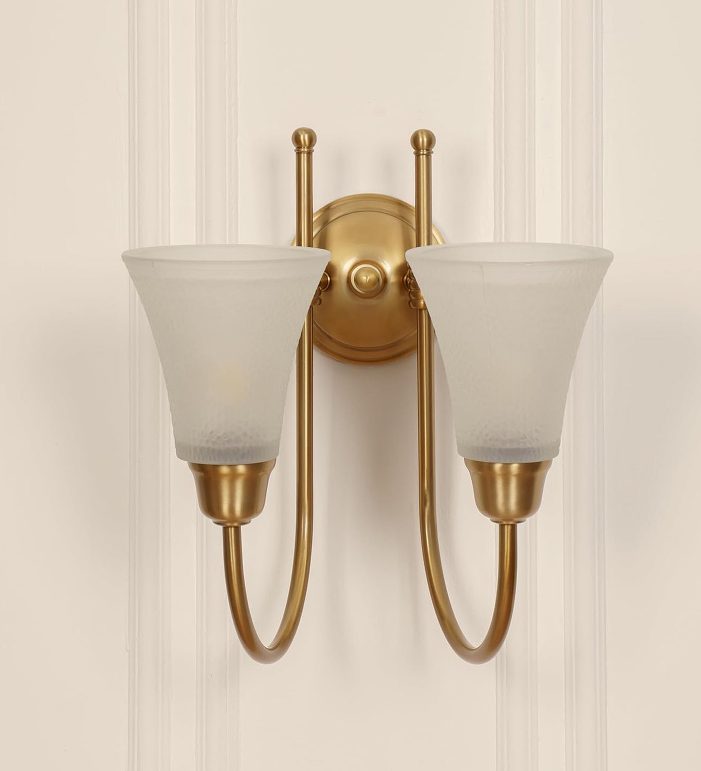 Double Hockey Wall Lamp with Frosted Hammered Glass