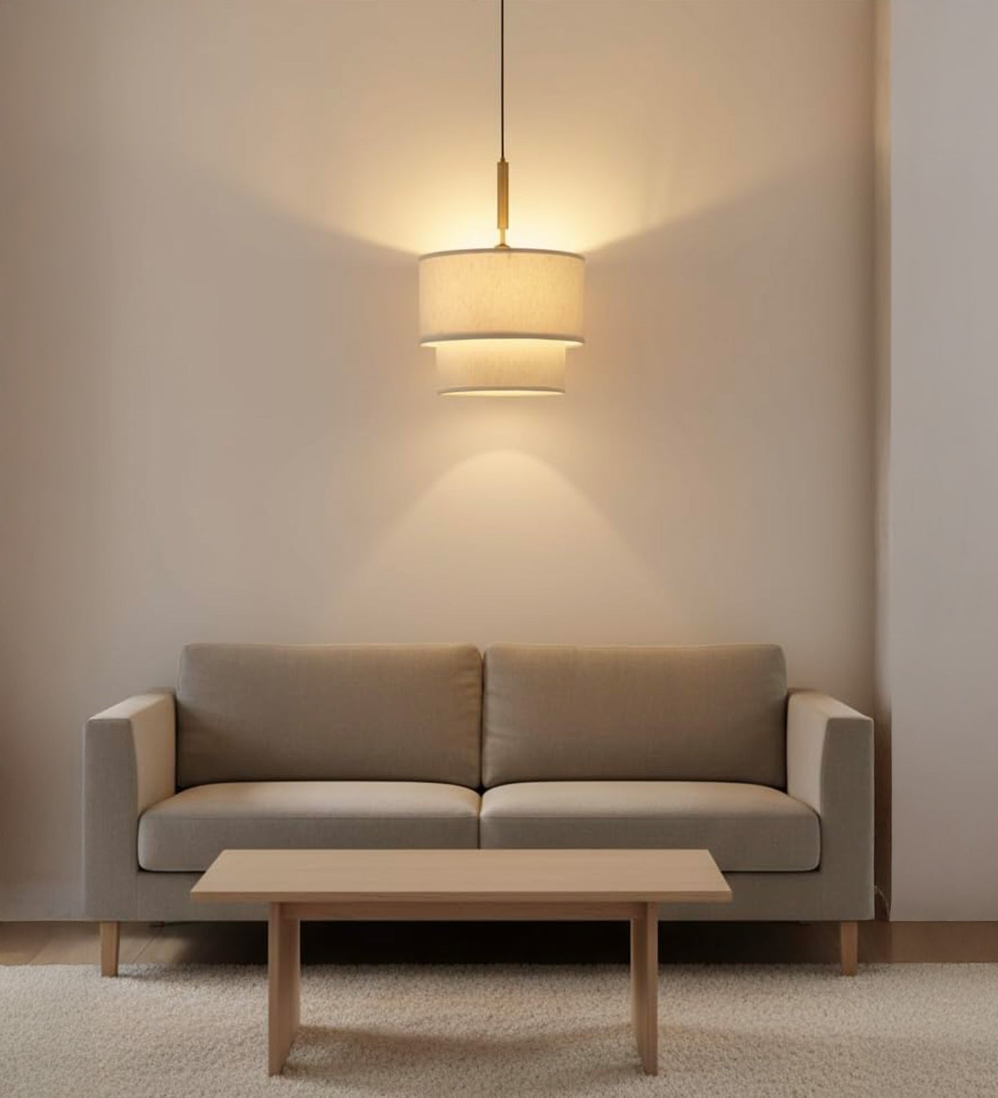 Double Decker Pendant with Off White Shade