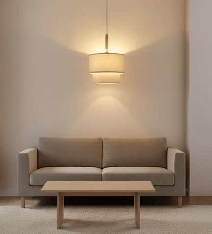 Double Decker Pendant with Off White Shade