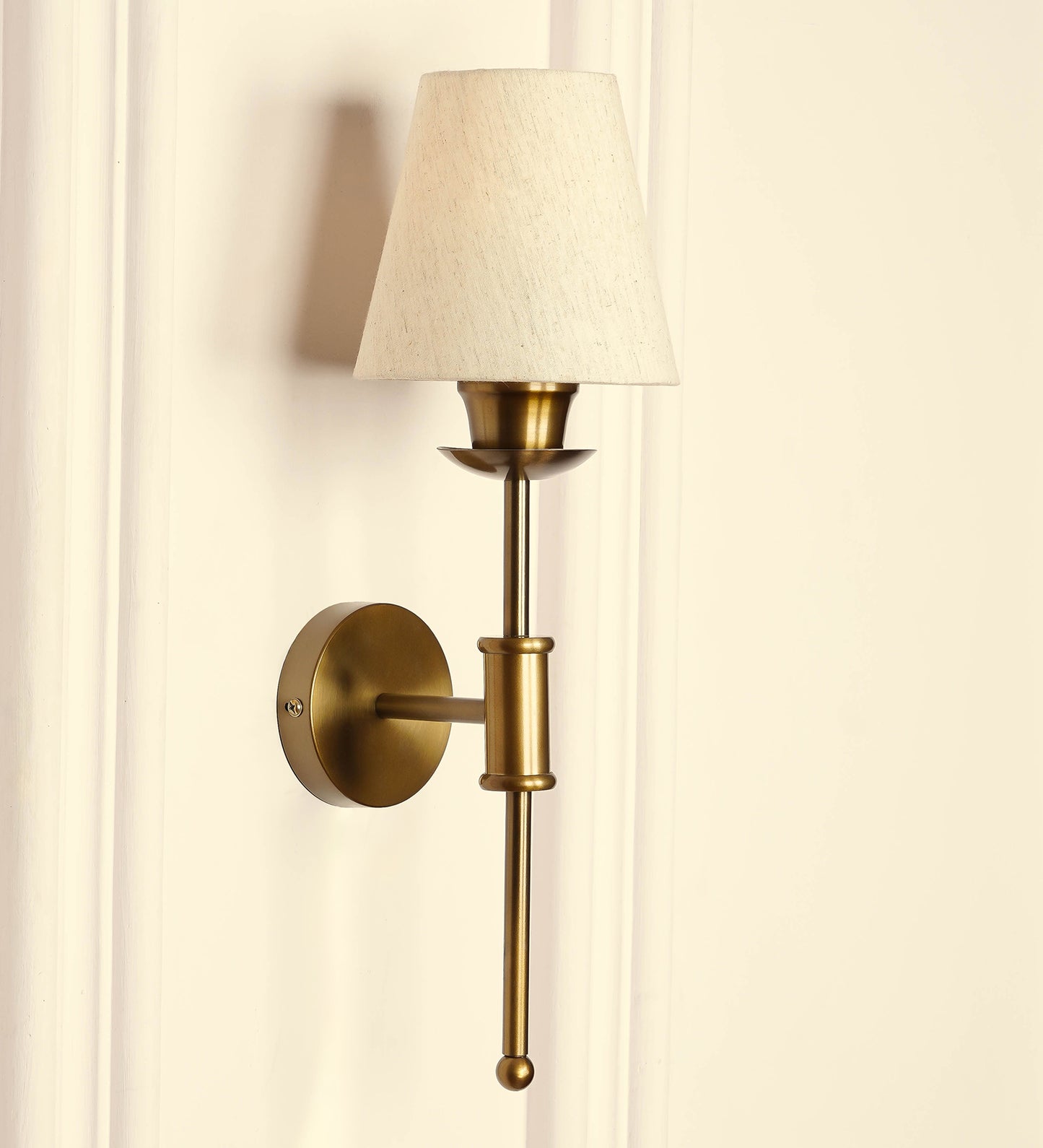 Spacer Wall Lamp with Off White Fabric Shade