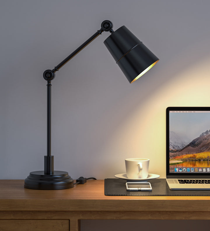 Study Desk Office Reading Table Lamp Black Polished with Adjustable Moveable Head and Body