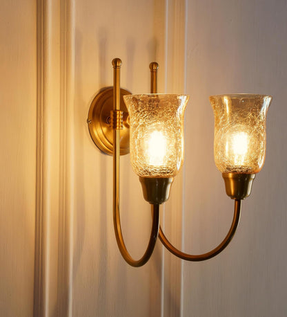 Double Hockey Wall Lamp with Crackled Glass
