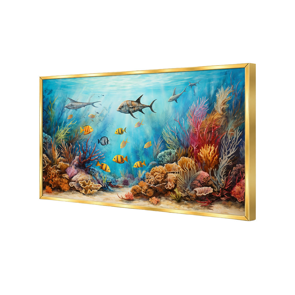 Coral Reef Underwater Wall Painting | Canvas Wall Art for Living Room, Bedroom & Office