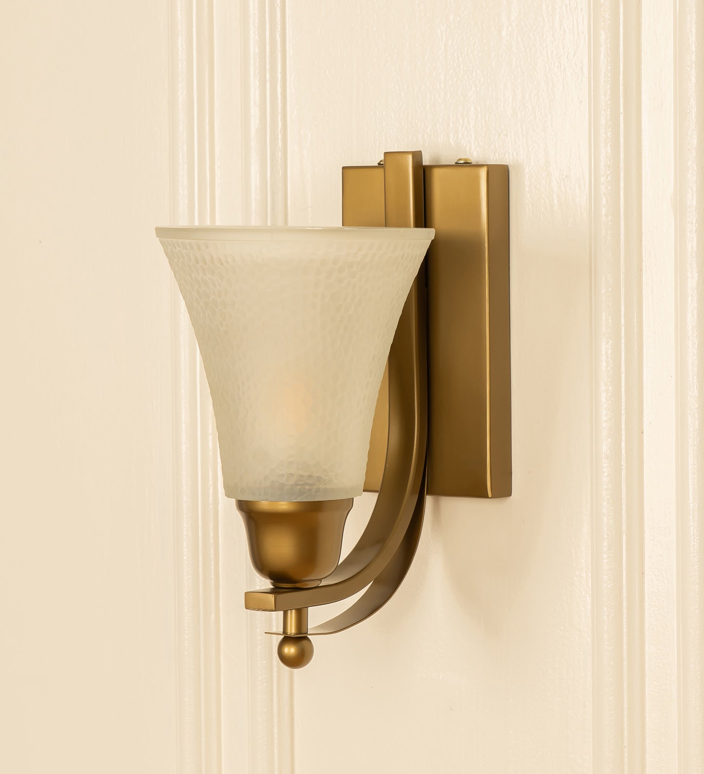 J Wall Lamp with Frosted Hammered Glass