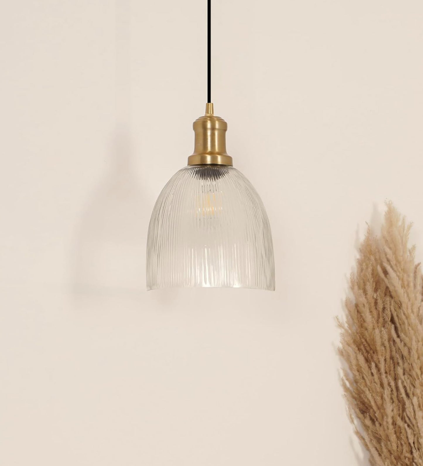 Grooved Transparent Glass Pendant