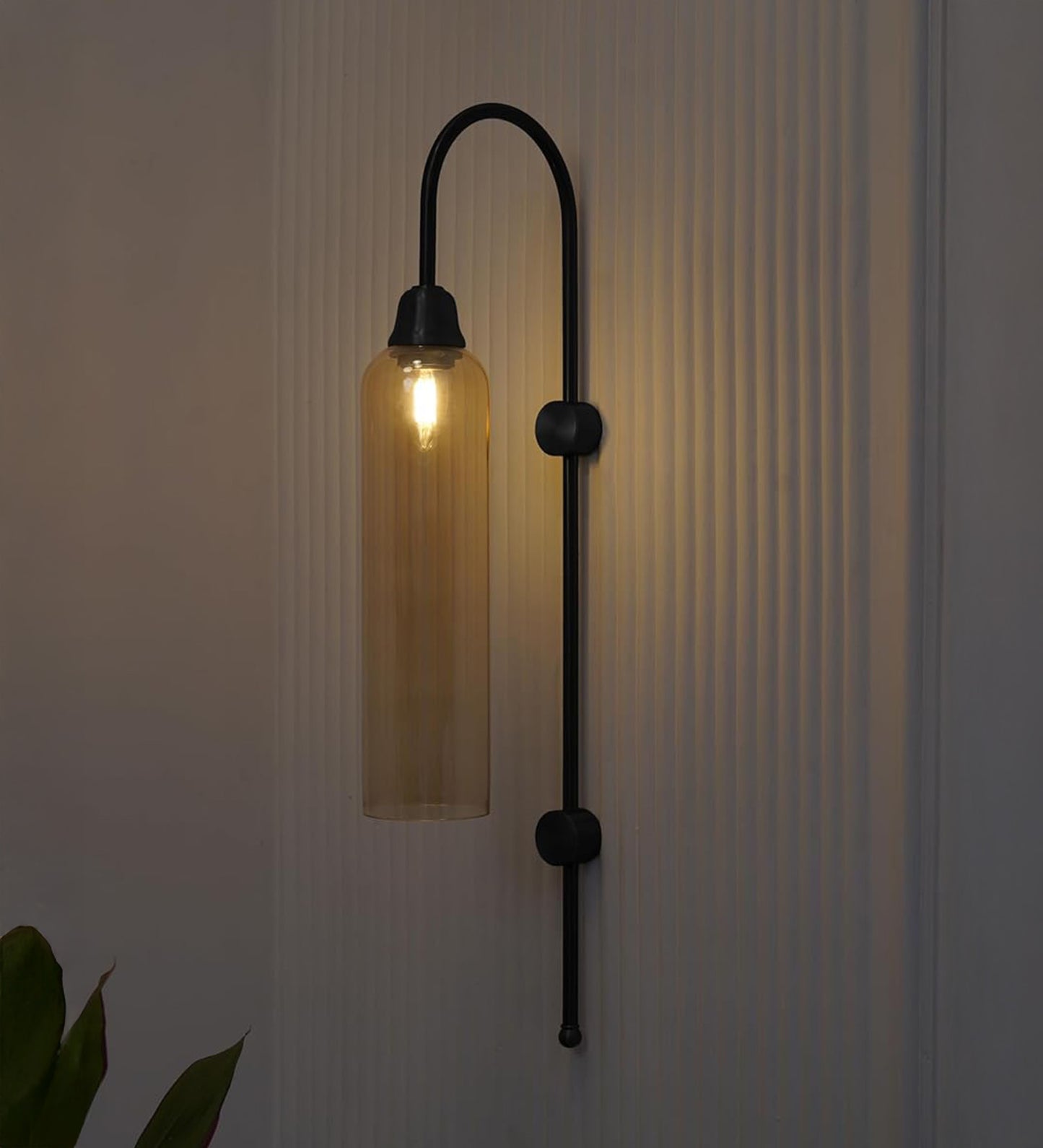 Modern Wall Lamp Black with Golden Glass