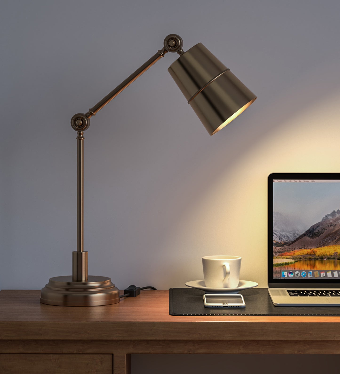Adjustable Study Desk Lamp, Antique Brass – Movable Arm