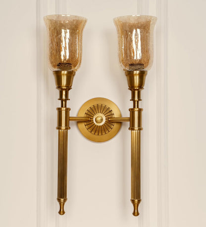 Double Corrugated Wall Lamp with Crackled Glass