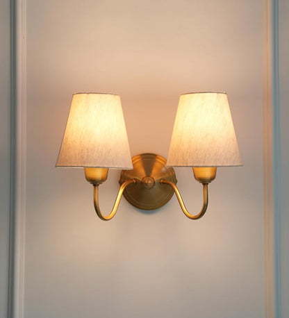 Double Curved Wall Lamp with Off White Shade