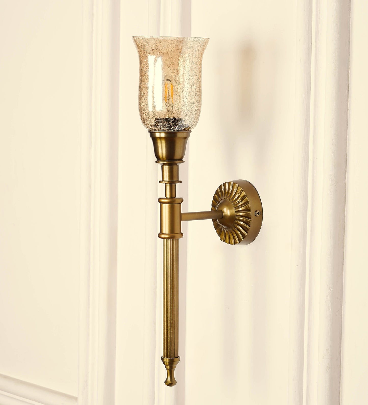 Corrugated Wall Lamp with Crackled Glass