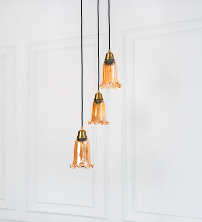 Triple Pendant with Fluted Flower Glass