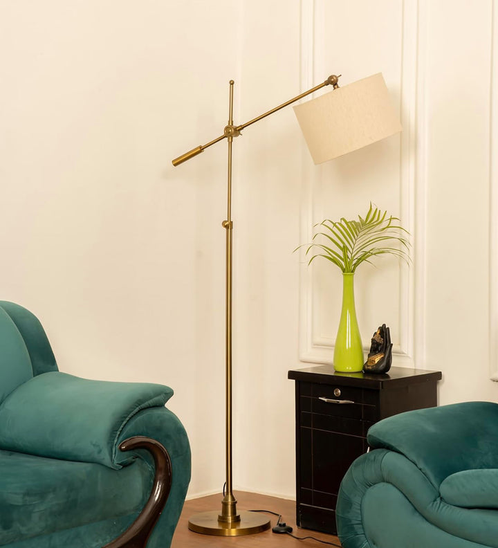 Modern Reading Task Floor Lamp Standing Focused Light Adjustable Height and Moveable Brass Antique finish