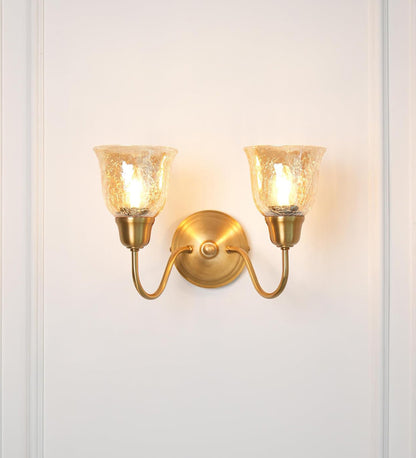 Double Curved Wall Lamp with Crackled Cup Glass