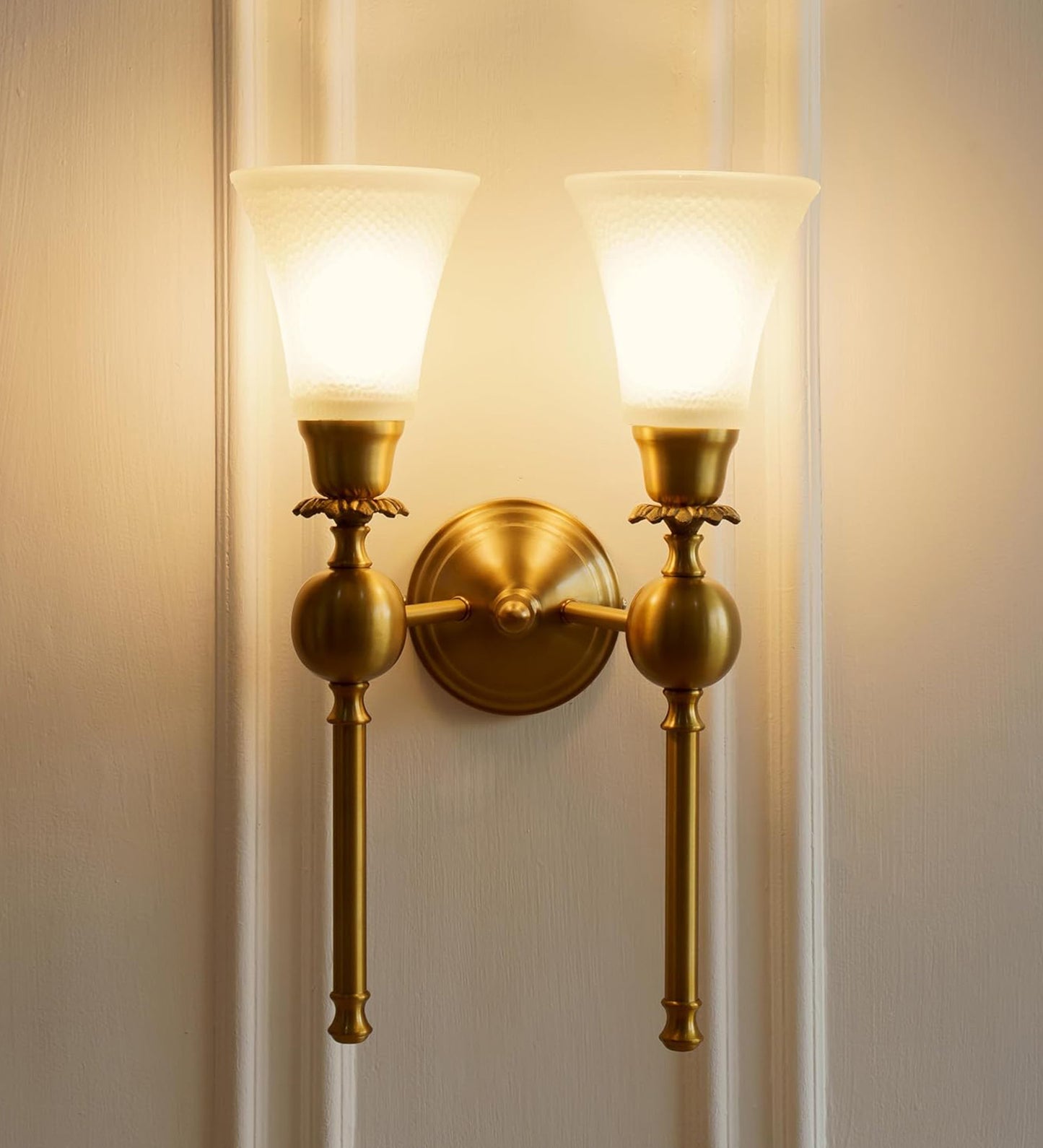 Double Ball Wall Lamp with Frosted Hammered Glass