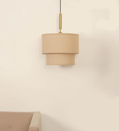 Double Decker Pendant with Beige Shade