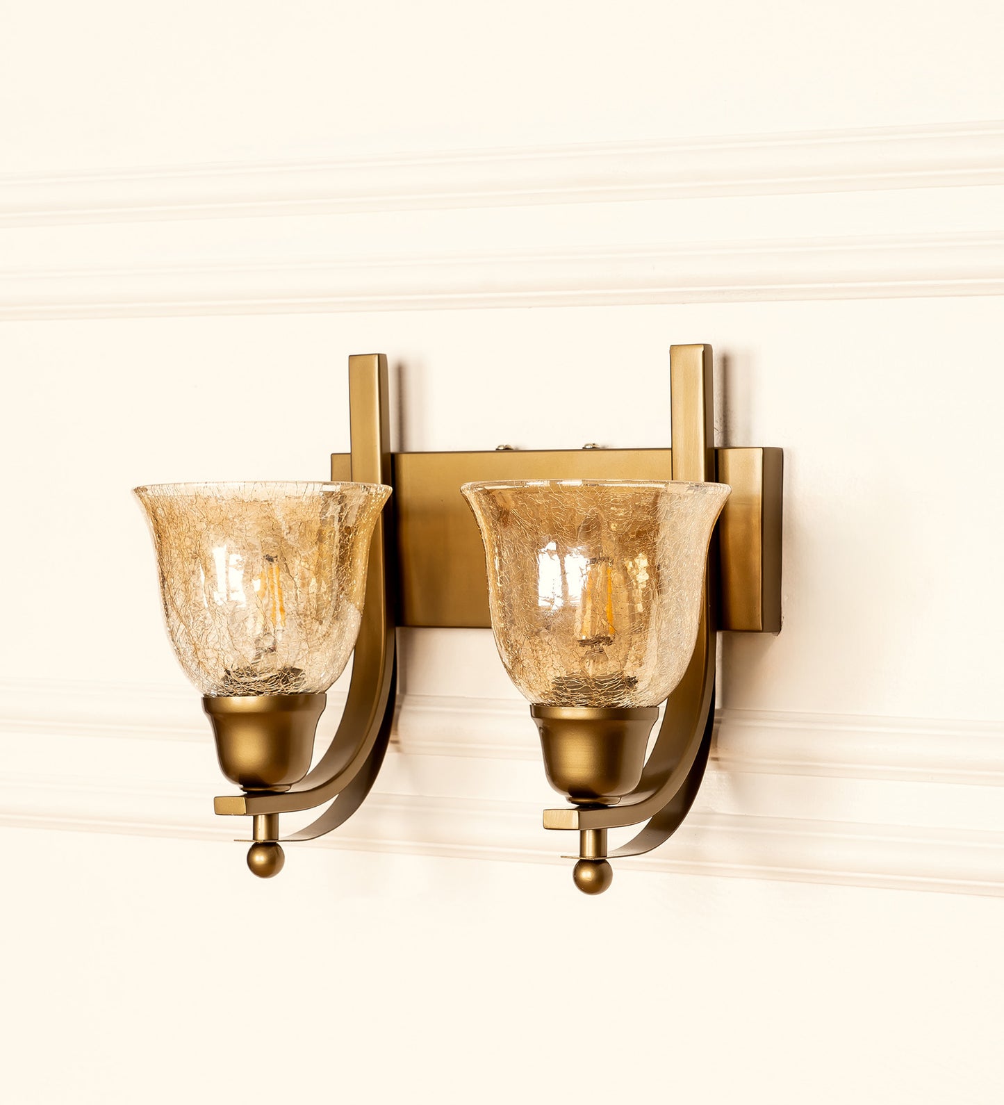 Double J Wall Lamp with Crackled Cup Glass
