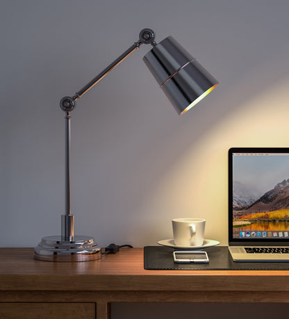 Adjustable Study Desk Lamp, Nickel – Movable Arm
