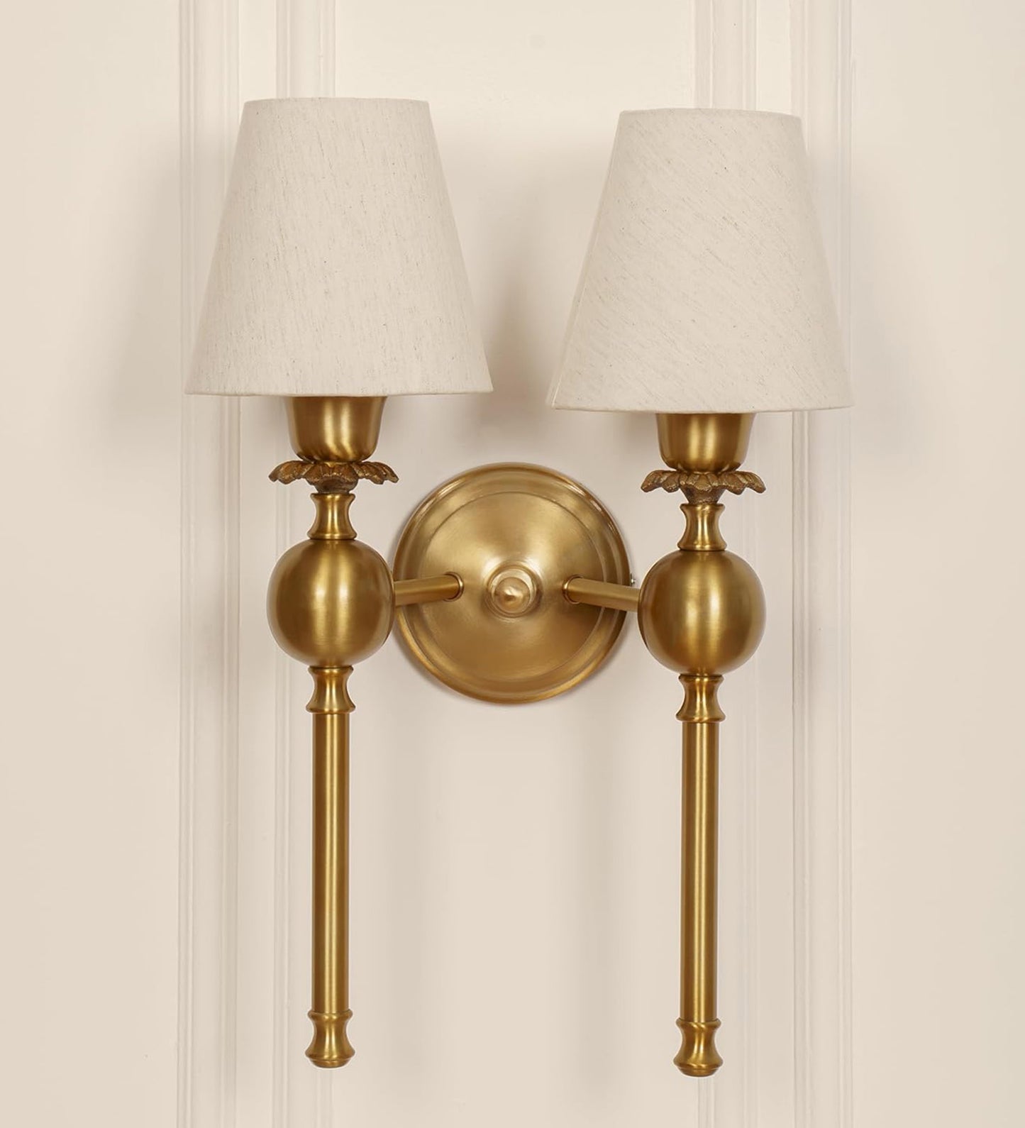 Double Ball Wall Lamp with Off White Shade