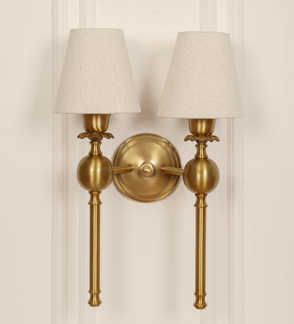 Double Ball Wall Lamp with Off White Shade