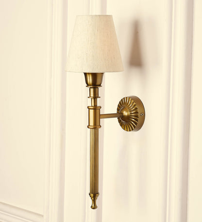 Corrugated Wall Lamp with Off White Fabric Shade